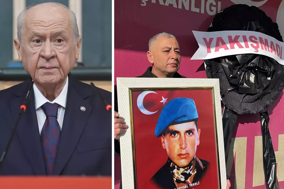 Şehit aileleri, MHP İl Başkanlığı önüne siyah çelenk bıraktı