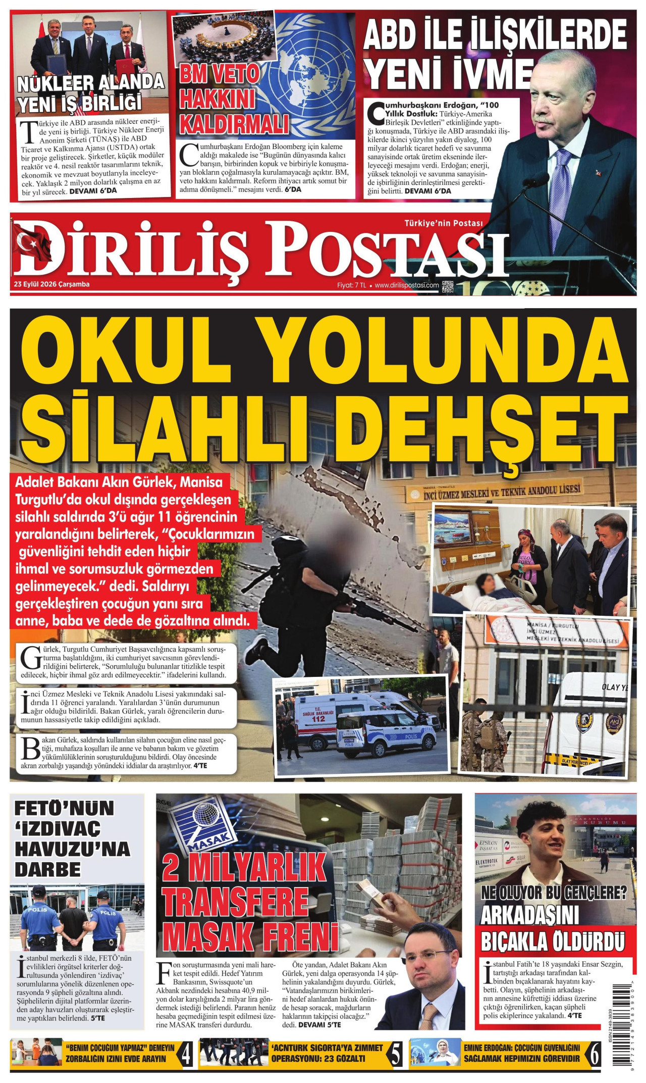 Diriliş Postası Gazetesi gazetesi manşeti